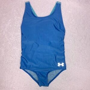Underarmour girls blue one piece swim suit bathing suit size 10